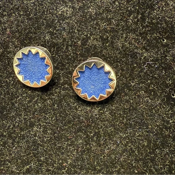 House of Harlow 1960 Sunburst Blue/Silver Pendant Necklace & Earrings Set - Picture 3 of 6